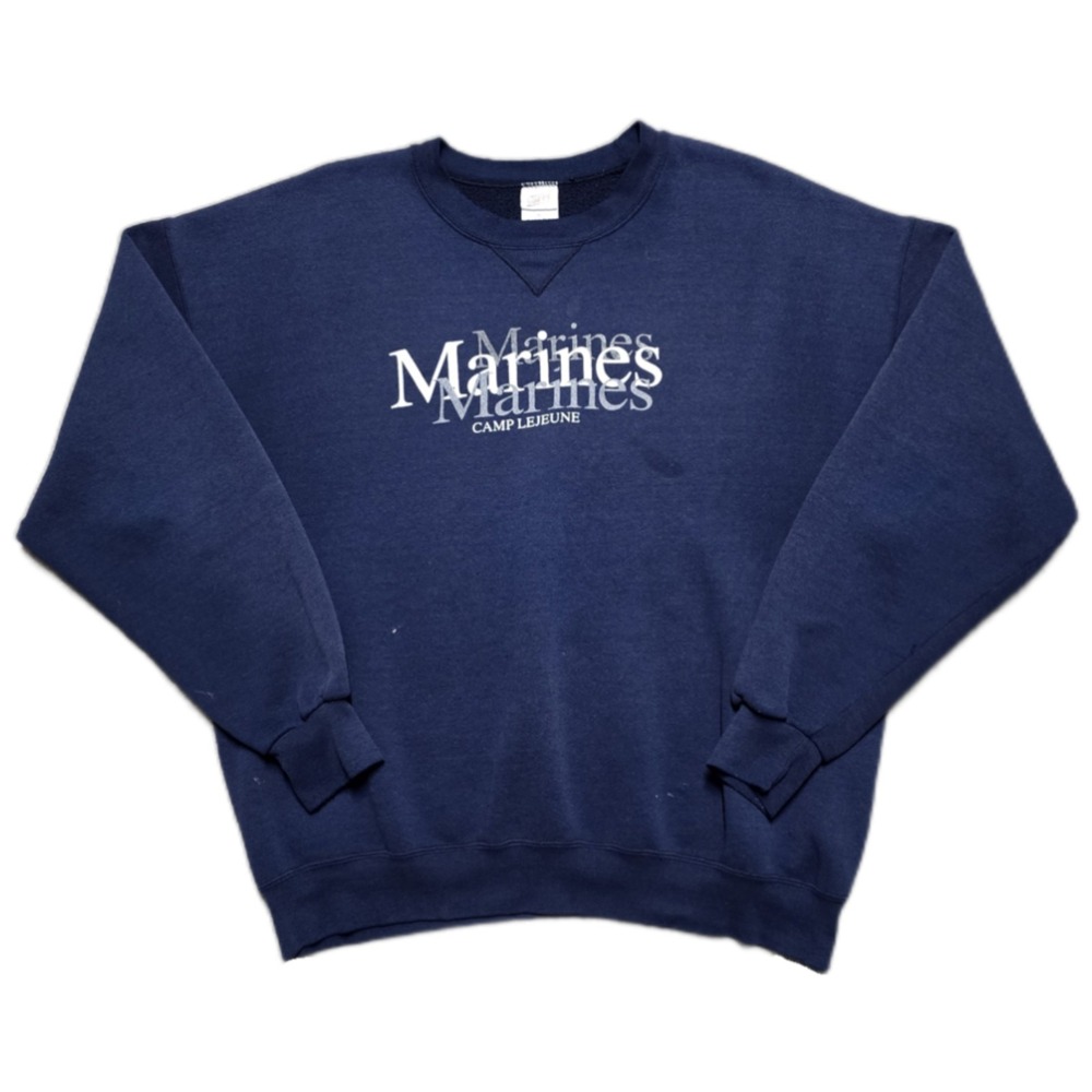 VTG US Marines Camp‎ Lejeune Crewneck Sweatshirt Soffe Mens XL Made In USA 90s
